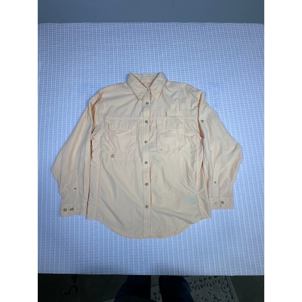 World Wide Sportsman Fishing Shirt Peach Nylon Vented Outdoor Button Up M